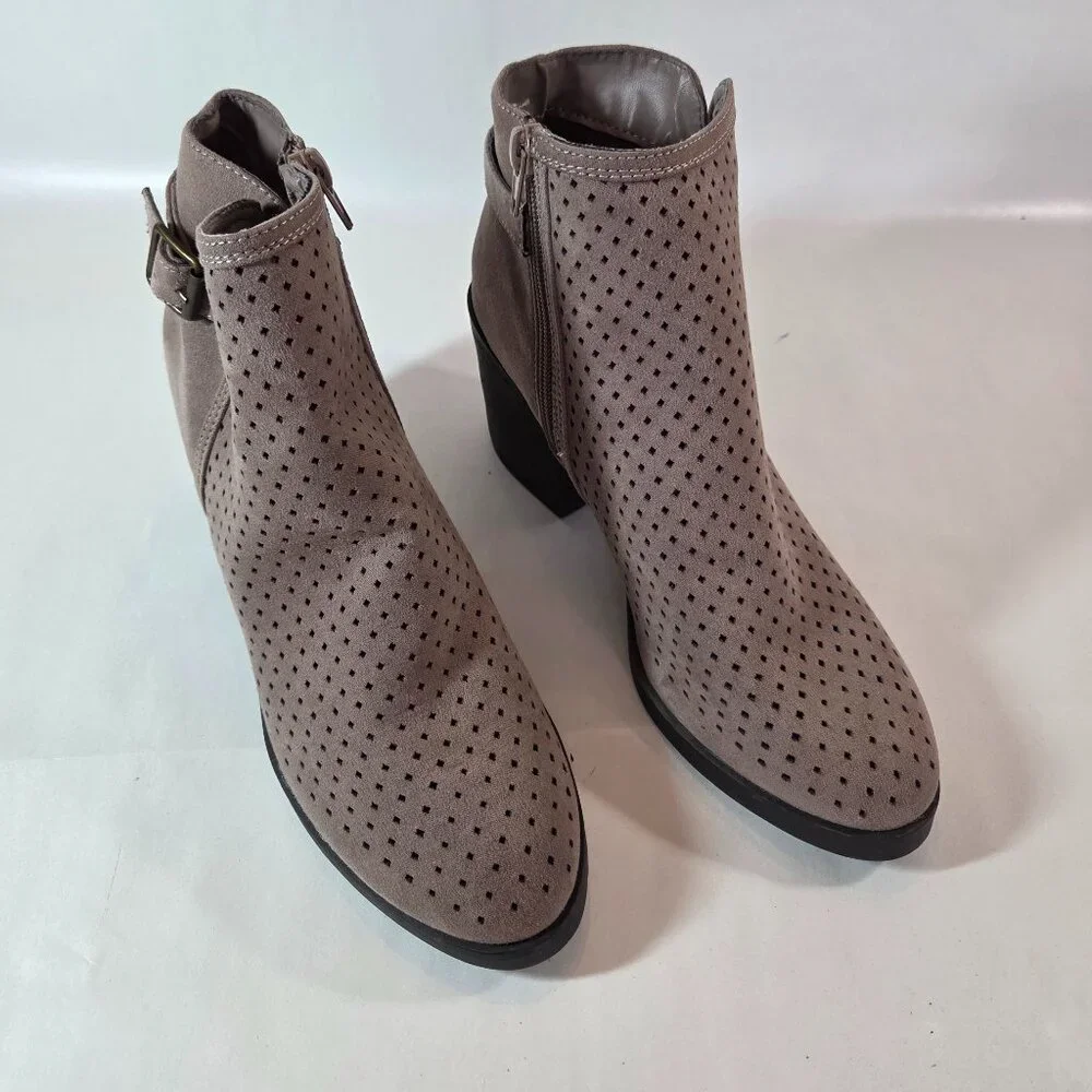 Bamboo Brown Faux Suede Booties Size 8
